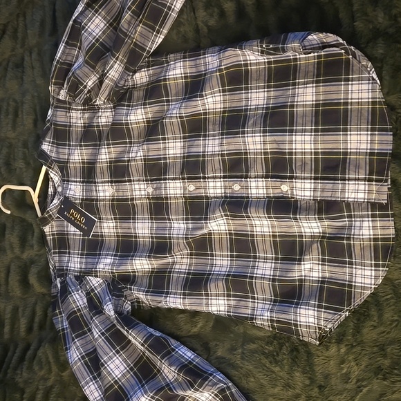Polo by Ralph Lauren Black and Blue Plaid Button Down Shirt - Picture 14 of 16
